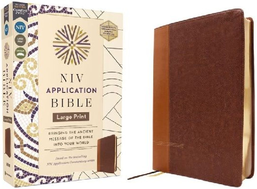 NIV Application Bible, Large Print, Leathersoft, Brown, Red Letter, Comfort Print