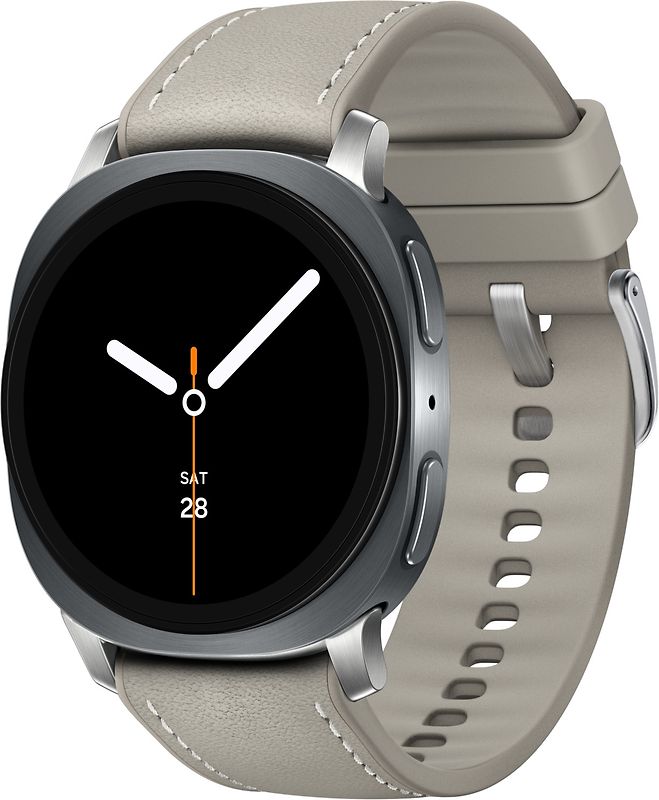 Samsung Galaxy Watch8 40 mm Boîtier aluminium graphite sur Hybride premium taupe [Wi-Fi]