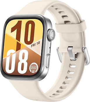 Huawei Watch Fit 4 38 mm argent avec bracelet en fluoroélastomère blanc