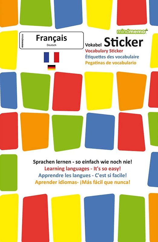mindmemo Vokabel Sticker - Grundwortschatz Französisch / Deutsch - 280 Vokabel Aufkleber für Kinder und Erwachsene. Französisch lernen leicht gemacht Lernhilfe Lernsticker Sprachsticker