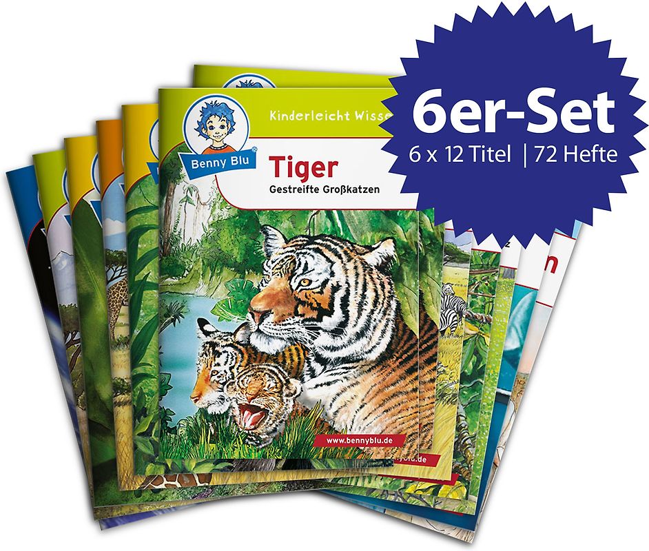 Benny Blu - Set Wilde Tiere 12 x 6 Titel ( 72 Wissensbücher )