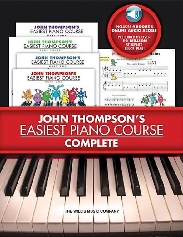 John Thompson's Easiest Piano Course Complete 4-Book Boxed Set with Online Audio Step-By-Step Piano Lessons for Beginners