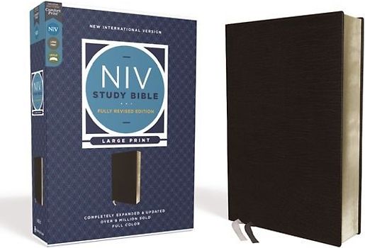 NIV Study Bible, Fully Revised Edition, Large Print, Bonded Leather, Black, Red Letter, Comfort Print