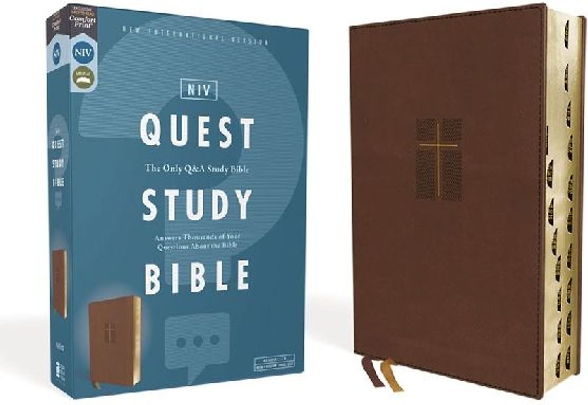 Niv, Quest Study Bible, Leathersoft, Brown, Indexed, Comfort Print