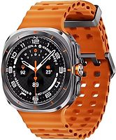Samsung Galaxy Watch Ultra 47 mm Boîtier en titane couleur gris titane avec bracelet Sport Extrême orange [Wi-Fi + Cellulaire]
