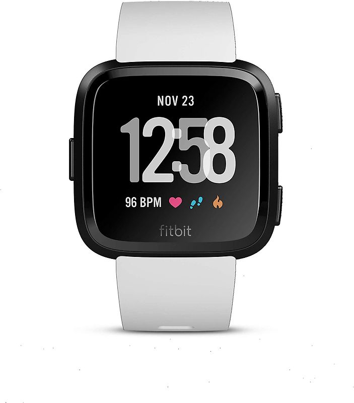 Fitbit Versa 34 mm noir aluminium et bracelet en silicone blanc [Wi-Fi]