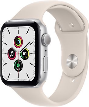 Apple Watch SE 44 mm boîter aluminium argent et bracelet sport lumière stellaire [Wi-Fi]