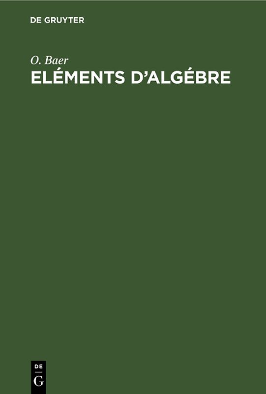 Eléments d'algébre