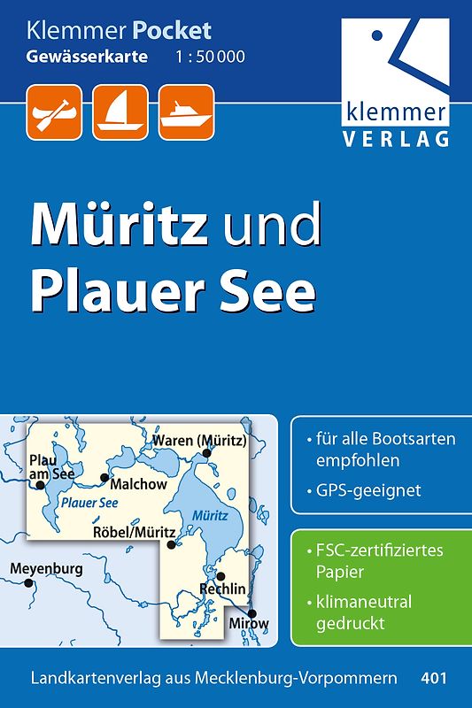 Klemmer Pocket Gewässerkarte Müritz und Plauer See
