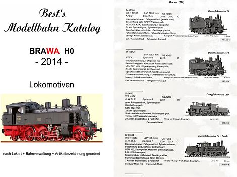 Best`s Modellbahn Katalog Brawa H0 Lokomotiven 2014 bebildert (Format: A5)