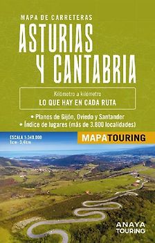 Mapa de carreteras Asturias y Cantabria (desplegable), escala 1:340.000