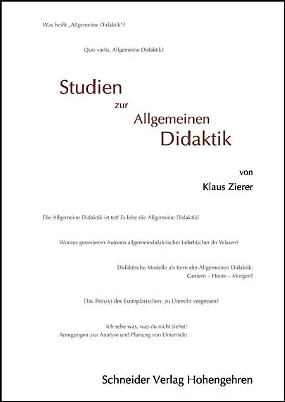 Studien zur Allgemeinen Didaktik