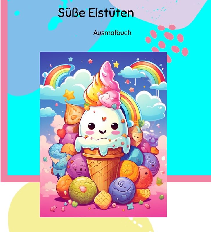 200 Süße Eistüten zum ausmalen
