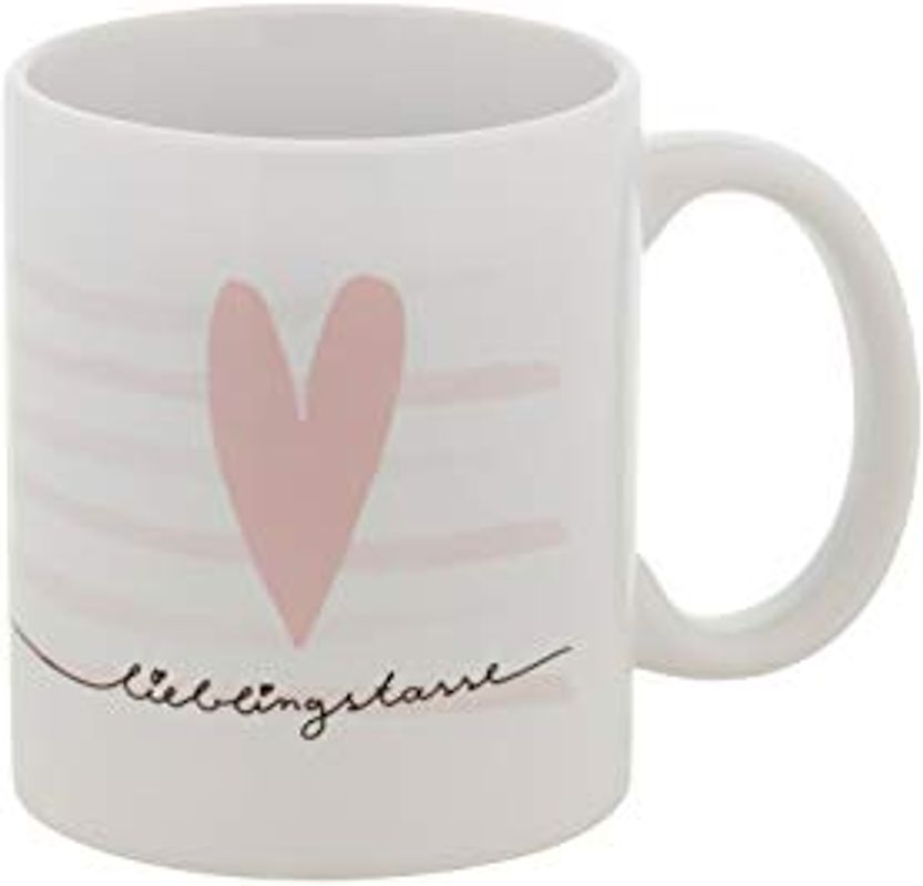 Lieblingstasse "Herz" in rosa mit Streifen | Kaffeebecher | Geburtstag | Geschenkidee für Frauen | verpackt in passender Geschenkbox mit Geschenk-Aufkleber | Stay Inspired! by Lisa Wirth