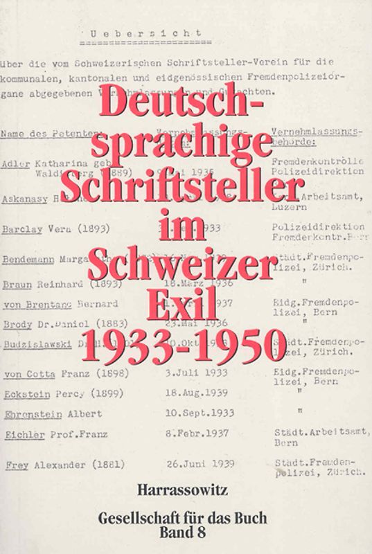 Deutschsprachige Schriftsteller im Schweizer Exil 1933-1950
