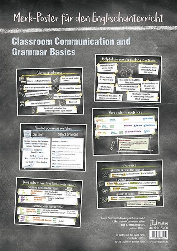 Merk-poster für den Englischunterricht - 3er-Set "Classroom Communication and Grammar Basics"