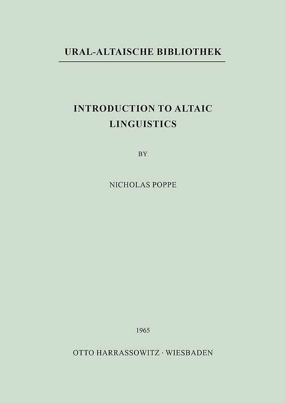 Introduction to Altaic Linguistics