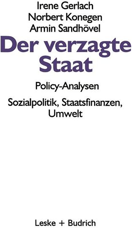 Der verzagte Staat — Policy-Analysen