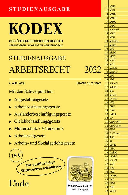 KODEX Studienausgabe Arbeitsrecht 2022