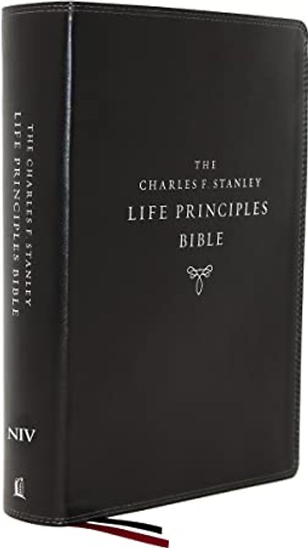 NIV, Charles F. Stanley Life Principles Bible, 2nd Edition, Leathersoft, Black, Thumb Indexed, Comfort Print: Holy Bible, New International Version