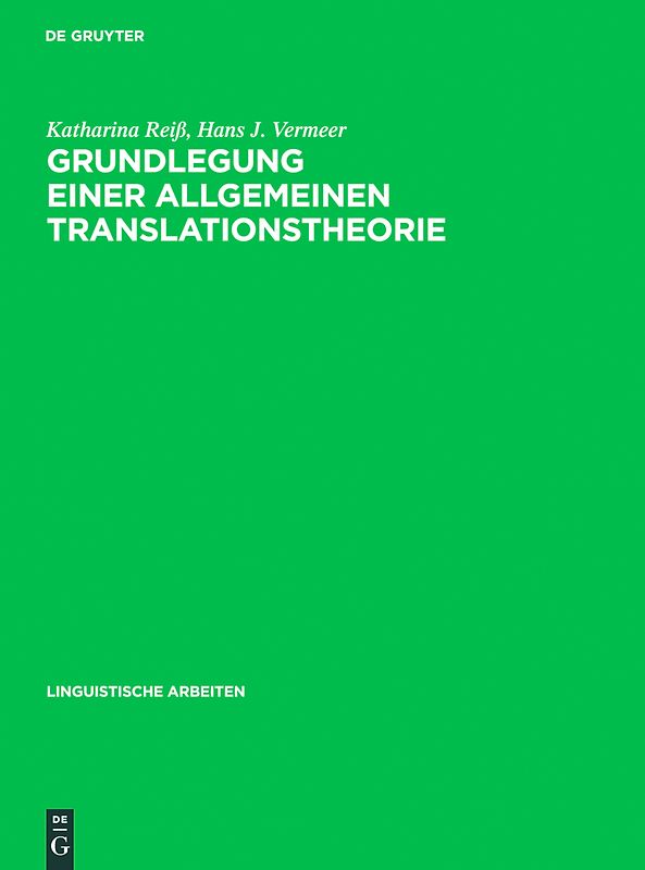 Grundlegung einer allgemeinen Translationstheorie