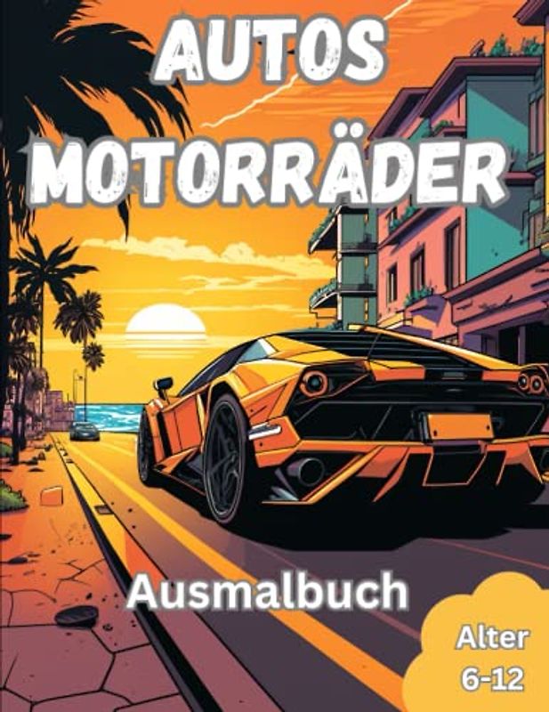 Autos und Motorräder: Ausmalbilder für Kinder