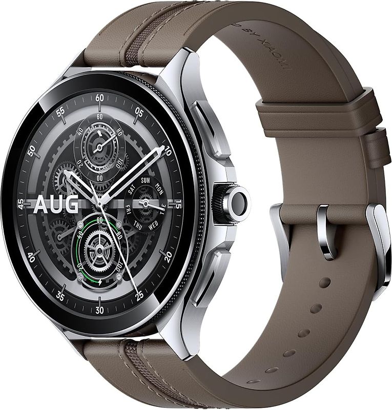 Xiaomi Watch 2 Pro 46 mm argent avec bracelet cuir marron [Wi-Fi + 4G]