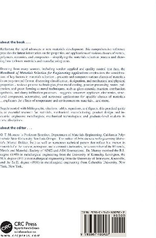 Handbook of Materials Selection for Engineering Applications
