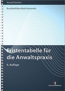 Fristentabelle. für die Anwaltspraxis