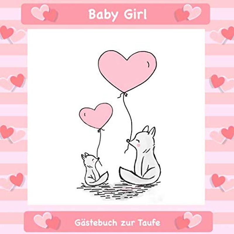 Gästebuch zur Taufe: Für Mädchen I Rosa Fuchs Design I für 50 Gäste I Geschriebene Glückwünsche & die schönsten Fotos I Quadratisch I Softcover I Geschenkidee für das Patenkind
