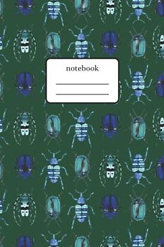 Notebook Beetles Blue Mix: Composition Notebook with Blue Beetles Art - Lined Notebook 120 Pages 6x9 inch - Dark Green Version