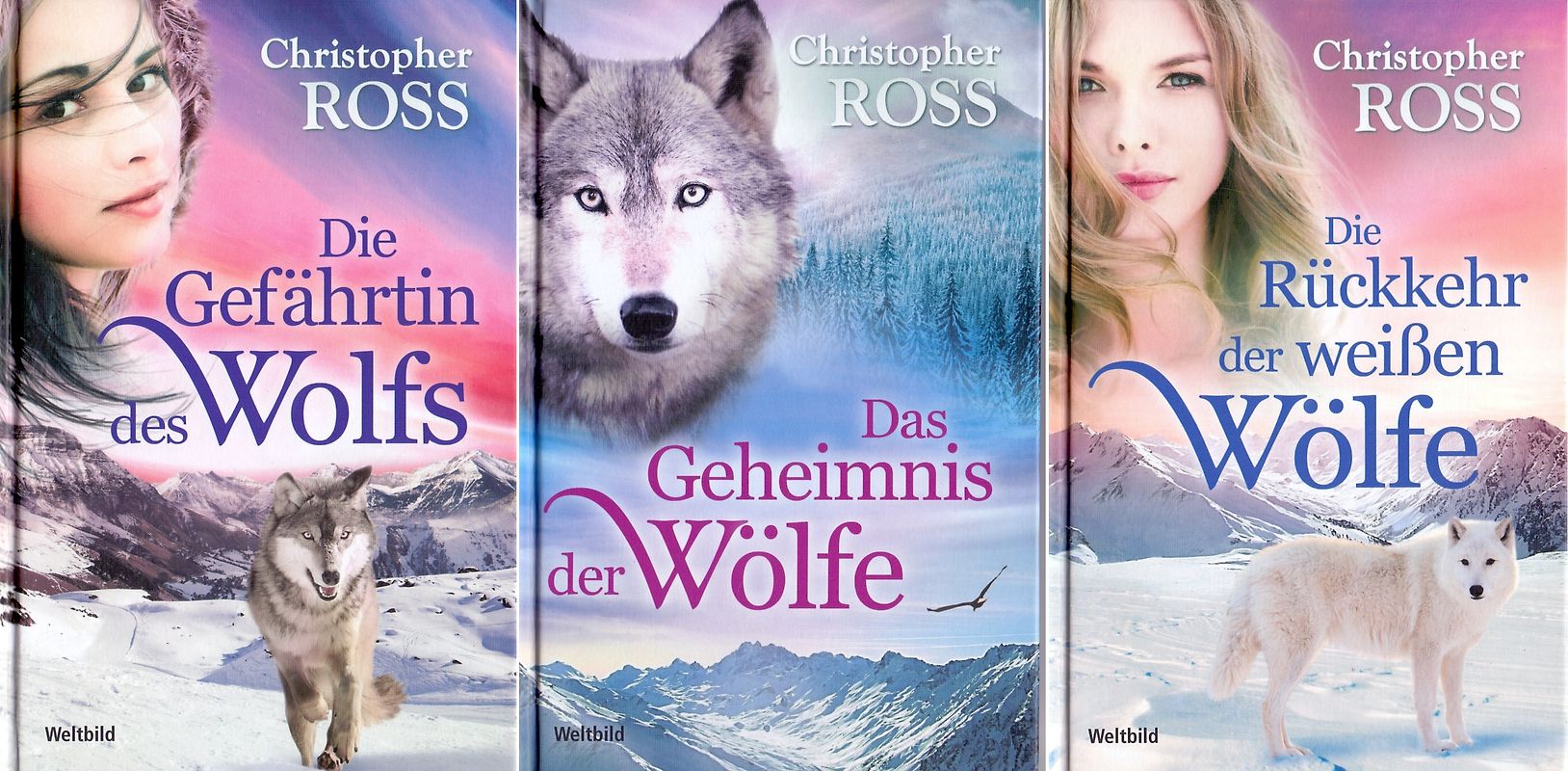 Wolfs-Package: Die Gefährtin des Wolfs / Das Geheimnis der Wölfe / Die Rückkehr der weißen Wölfe - Christopher Ross [Gebundene Ausgabe, Weltbild, 3 Bände]