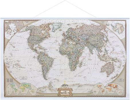 NGS Weltkarte als Poster, mit Leisten, ca. 88x58cm