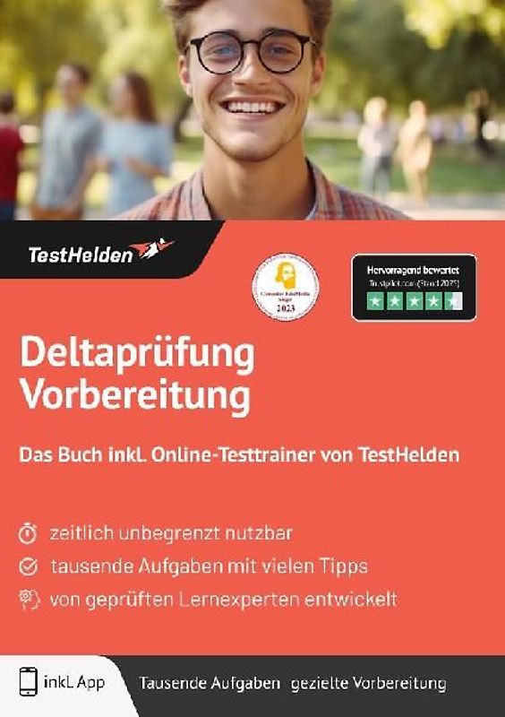 Deltaprüfung Vorbereitung: Das Buch inkl. Online-Testtrainer von TestHelden |