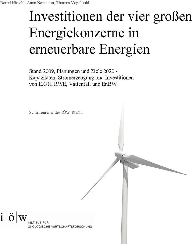 Investitionen der vier großen Energiekonzerne in erneuerbare Energien