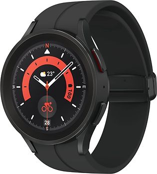 Samsung Galaxy Watch5 Pro 45 mm Boîtier en titane black titanium avec D-Buckle bracelet Sport M/L couleur graphite [Wi-Fi]