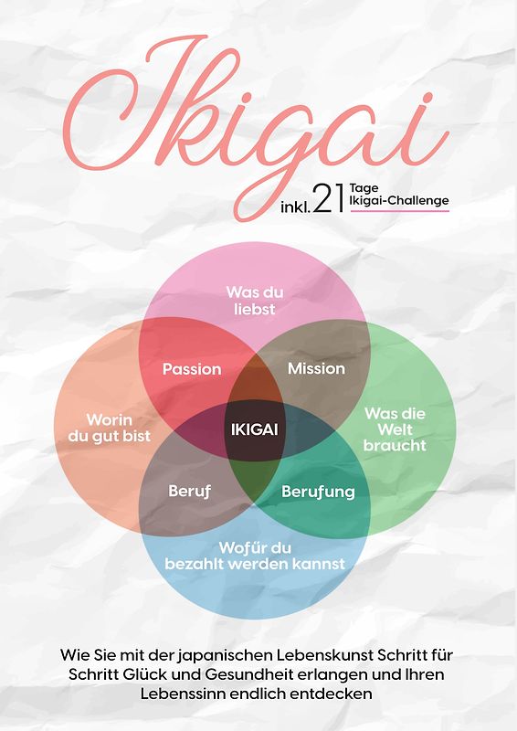 Ikigai: Wie Sie mit der japanischen Lebenskunst Schritt für Schritt Glück und Gesundheit erlangen und Ihren Lebenssinn endlich entdecken | inkl. 21 Tage Ikigai-Challenge