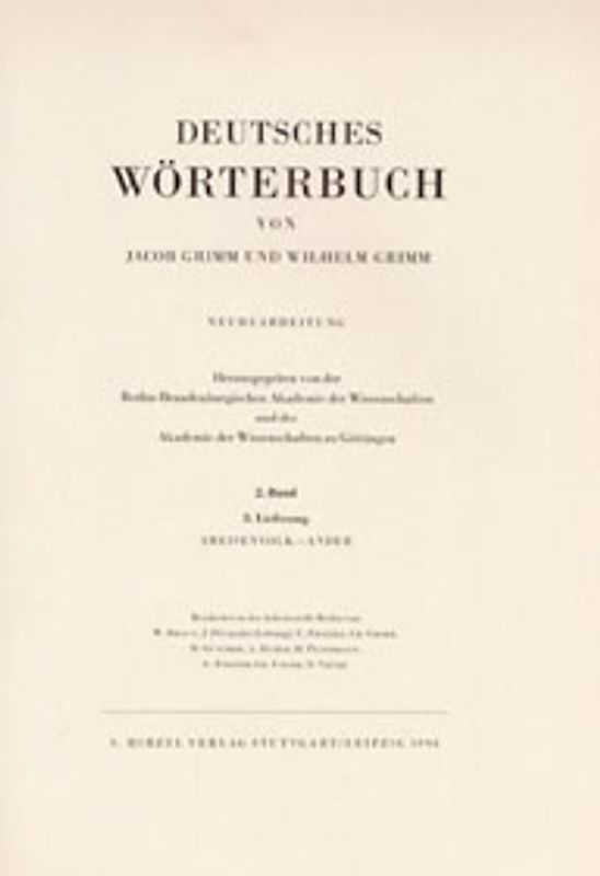Deutsches Wörterbuch. Neubearbeitung / Grimm, Dt. Wörterbuch Neubearbeitung