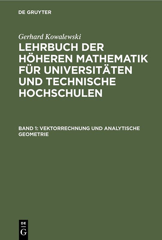 Vektorrechnung und analytische Geometrie