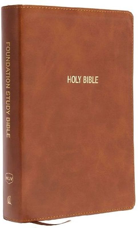 NKJV Foundation Study Bible, Wide-Margin, Brown Leathersoft, Red Letter