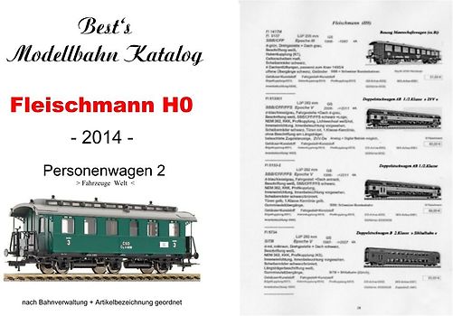 Best`s Modellbahn Katalog Fleischmann H0 Personenwagen 2 (Welt) 2014 bebildert