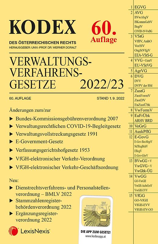 KODEX Verwaltungsverfahrensgesetze (AVG) 2022/23 - inkl. App