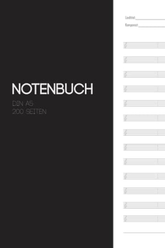 Notenbuch DIN A5 200 Seiten: Notenbücher I Musiknoten Buch I Blanko Notenheft I DIN A5 I 200 Seiten I Softcover glänzend (RuSte Bücherallerlei)