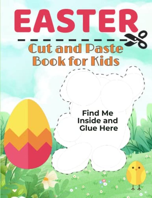 Easter Cut and Paste Book for Kids: Ages 3-5 | Fun Cutting, Coloring, Gluing, Scissor Skills and Bonus Challenge
