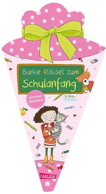 Schlau für die Schule: Bunte Rätsel zum Schulanfang mit Stickern (Schultüte für Mädchen)