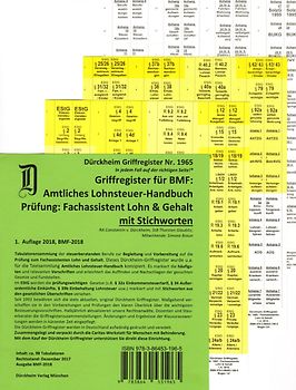 Fachassistent Lohn und Gehalt (Lohnsteuerhandbuch)/ Dürckheim-Griffregister Nr. 1965 (2018)