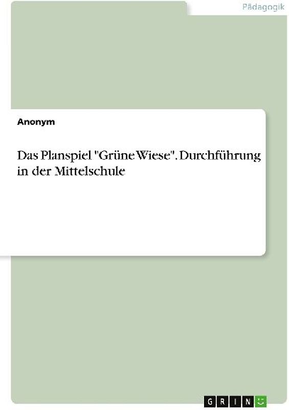 Das Planspiel "Grüne Wiese". Durchführung in der Mittelschule