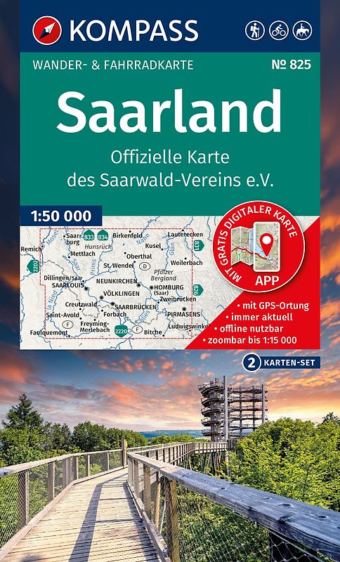 KOMPASS Wanderkarten-Set 825 Saarland (2 Karten) 1:50.000