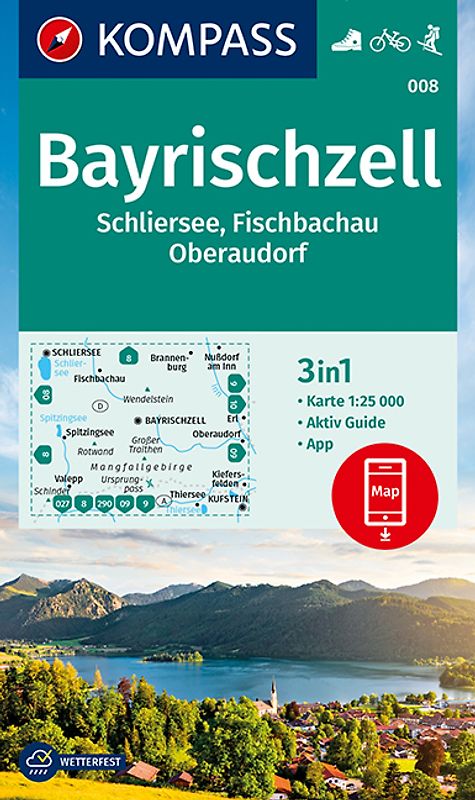 KOMPASS Wanderkarte Bayrischzell, Schliersee, Fischbachau, Oberaudorf