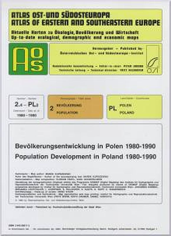 Atlas Ost- und Südosteuropa /Atlas of Eastern and Southeastern Europe.... / Nr 2: Bevölkerung /Population / Bevölkerungsentwicklung in Polen 1980-1990 /Population Development in Poland 1980-1990